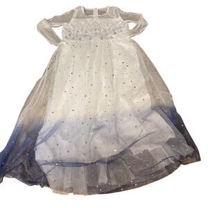 Bibei Beiniu Disney Frozen Elsa white jeweled blue‎ sheer sleeve dress SIZE 7/8